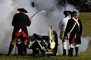Surrender Prints: Artillery demonstration, Revolutionary War reenactment at Yorktown battlefield