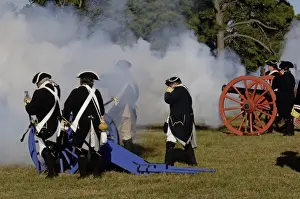 Surrender Prints: Artillery demonstration, Revolutionary War reenactment at Yorktown battlefield