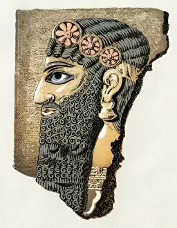 Assyria Collection: Assyrian man in bas-relief