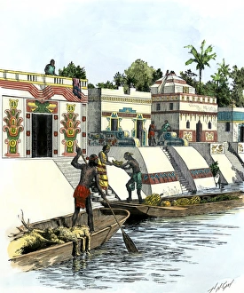 Peddler Prints: Aztec merchants on a canal in Tenochtitlan before the Spanish conquest