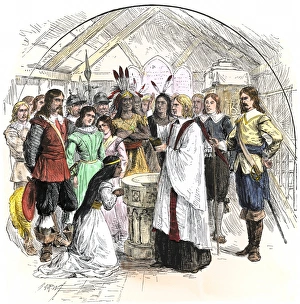 Christian Prints: Baptism of Pocahontas as a Christian in Jamestown