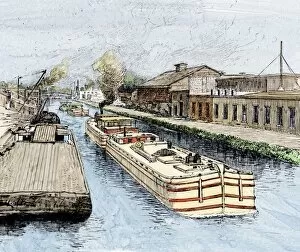 Erie Canal Gallery: Barges towed by steam power on the Erie Canal