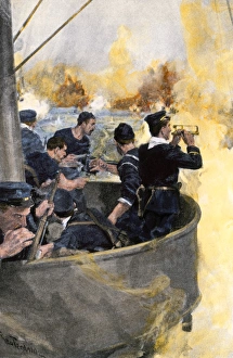 Battle Ship Gallery: Battleship Indiana in battle off Cuba, Spanish-American War
