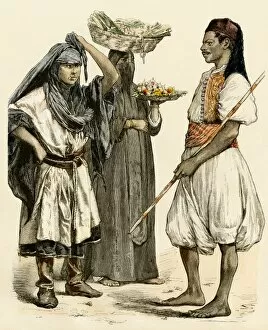 Egypt Collection: Bedouin, Muslim woman, and a messenger in Egypt