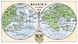 Age Of Discovery Gallery: Behaims 1492 globe showing a round Earth but no New World