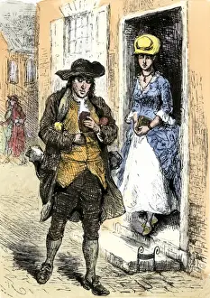 Ben Franklin arriving in Philadelphia as a young man looking for work