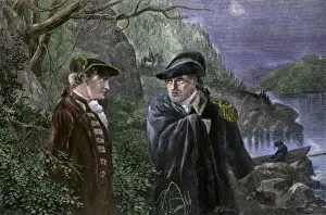 Benedict Arnold committing treason by promising to deliver West Point to