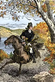 Hudson River Prints: Benedict Arnold escaping on horseback after his treason was discovered