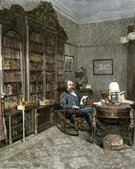 Library Gallery: Benjamin Harrison reading news of his election, 1888