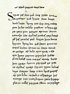 Folk Tale Gallery: Beowulf manuscript page