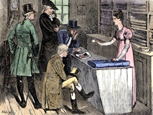 Flag Prints: Betsy Ross meeting with the committee about the design of the first United