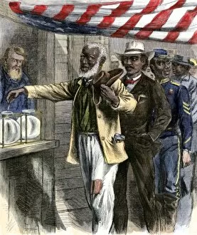 Abolition Gallery: Black citizens casting their first ballots, 1867