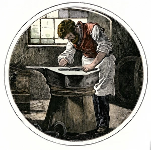 Manual Prints: Blacksmith working at an anvil