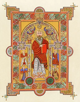 Middle Ages Gallery: Book of Kells illustration of St. Matthew