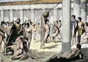 Teacher Collection: Boys of ancient Sparta instructed in athletics