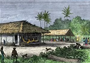 Latin American Collection: Brazilian native village, 1800s