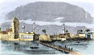 World Places:historical View Prints: Bridge over the Tigris River at Baghdad