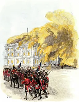 British army burning the White House in 1814 during the War of 1812