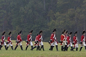 Formation Prints: British army on the field in a reenactment of the surrender at Yorktown