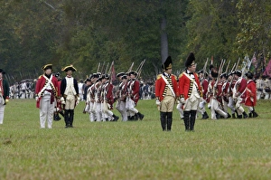 Formation Prints: British army on the field in a reenactment of the surrender at Yorktown
