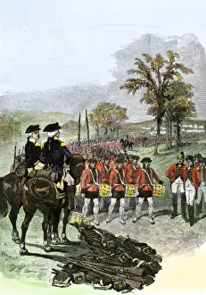 Surrender Prints: British army surrenders to American General Horatio Gates after the Battle of