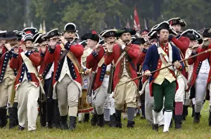 Formation Prints: British fife and drum corps takes the field in a reenactment of the surrender