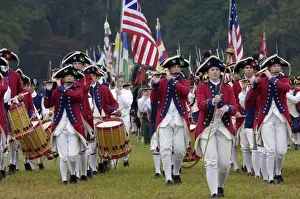 Formation Prints: British fife and drum corps takes the field in a reenactment of the surrender