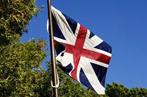 British flag over inner defensive redoubt at Yorktown Battlefield