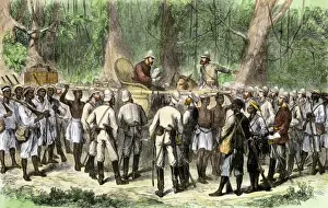 British officer Sir Garnet Wolseley receiving news during the Ashanti War in