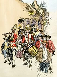 Howard Pyle Gallery: British soldiers in a colonial town