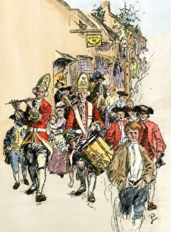 Marching Gallery: British soldiers in a colonial town