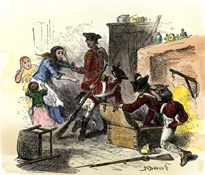 British soldiers plundering an American colonists home under the Quartering Act
