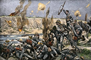 South Africa Collection: British surround Cronjes camp at Paardeberg, Boer War