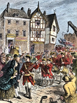 British troops entering Boston to enforce taxation