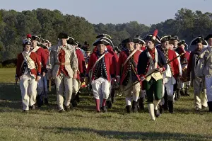 Formation Prints: British troops marching in a reenactment on the Yorktown battlefield