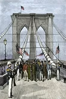 Chester Arthur Collection: Brooklyn Bridge opened by President Chester Arthur
