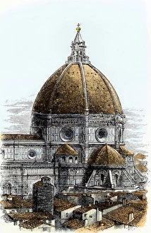 Italy Prints: Brunelleschis dome of the Santa Maria del Fiore Cathedral in Florence