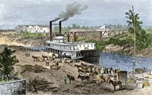 Texas Collection: Buffalo Bayou, which became the Houston Ship Canal, 1870s