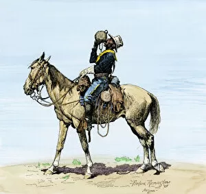 Frederic Remington Collection: Buffalo soldier drinking from his canteen