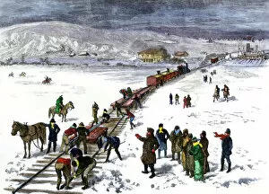 North Dakota Collection: Building the railroad to Bismarck, North Dakota, 1870s