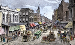 Down Town Gallery: Businss district of Portland, Oregon, late 1800s