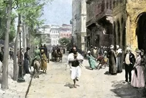 Egypt Gallery: Busy Cairo street in the late 1800s