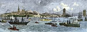 Steam Boat Gallery: Busy New York harbor, 1880s