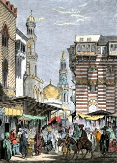 Busy street vendors in Cairo