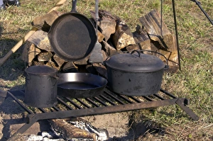 Camp cookpots at a Continental Army reenactment