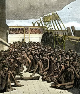 Sailing Ship Collection: Captive Africans on a slave-ship off Key West