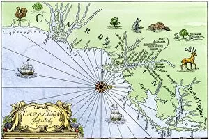 Deer Gallery: Carolina coast map, 1600s