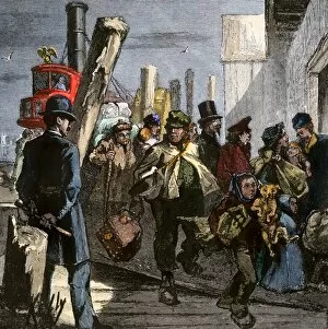 Immigration Gallery: Castle Garden arrival of immigrants, 1870s