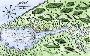 Champlains 1613 map of his settlement at Port Royal