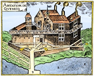 Canadian History Prints: Champlains Quebec fort, 1613